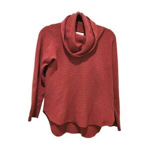 CYNTHIA ROWLEY 100% Cashmere Salmon Pullover Cowl Neck Knit Sweater Women's S